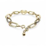 14k Yellow Gold Ladies Stone Set Fancy Heart Bracelet - 16 mm - Image 3