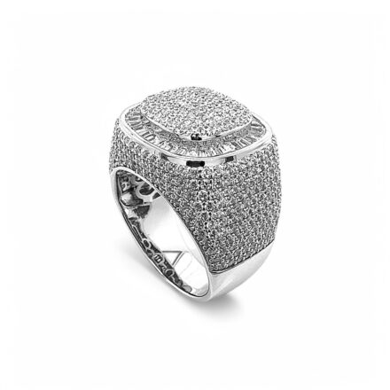 Square shape iced out signet ring for men with high qulaity cz stones.