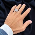 Sterling silver iced out signet ring for men with cz cuibc stones.