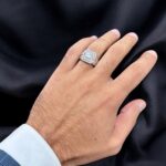 Sterling silver iced out signet ring for men with cz cuibc stones.