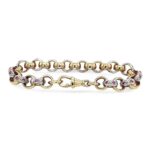 9k Yellow Gold Pink Stones Belcher Bracelet - 10.50 mm - Image 4