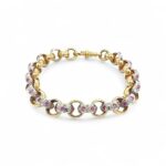 9k Yellow Gold Pink Stones Belcher Bracelet - 10.50 mm - Image 3