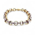 9k Yellow Gold Pink Stones Belcher Bracelet - 10.50 mm