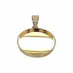 9k Yellow Gold Diamond Picture Pendant Round Shaped - 1.24 ct - Image 4