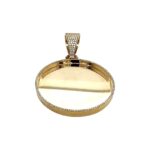 9k Yellow Gold Diamond Picture Pendant Round Shaped - 1.24 ct