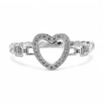 Open heart hook bangle with cubic zirconia stones for women uk hallmarked 925 sterling silver.