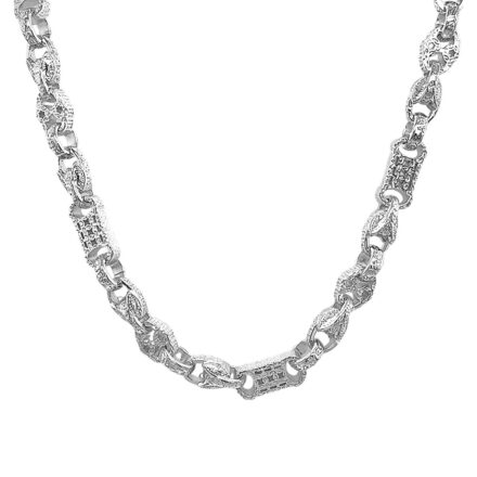 Stars and bars tulip chain in sterling silver solid 7 mm links.
