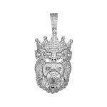 Silver Lion Pendant With Gucci Styled Crown Fully Iced Out - GEO22163