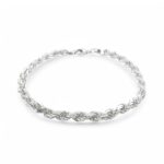 5 mm wide diamond cut rope bracelet for men and women 925 sterling silver.