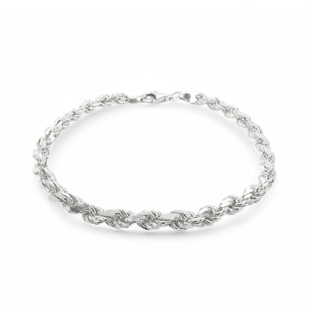 5 mm wide diamond cut rope bracelet for men and women 925 sterling silver.