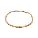 9k yellow gold solid franco bracelet 2.5 mm wide for men and women UK made shiny finish UK hallmarked and stamped.