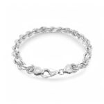 925 Sterling Silver Diamond Cut Rope Bracelet - 8 mm - Image 3