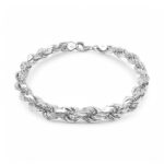 925 Sterling Silver Diamond Cut Rope Bracelet - 8 mm