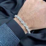 925 Sterling Silver Diamond Cut Rope Bracelet - 8 mm - Image 5