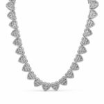 925 Sterling Silver Heart Shaped Baguette Cluster Tennis Chain – 9 mm