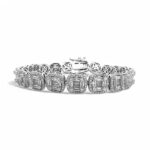 925 Sterling Silver Cushion Shaped Cluster Tennis Bracelet – 9 mm