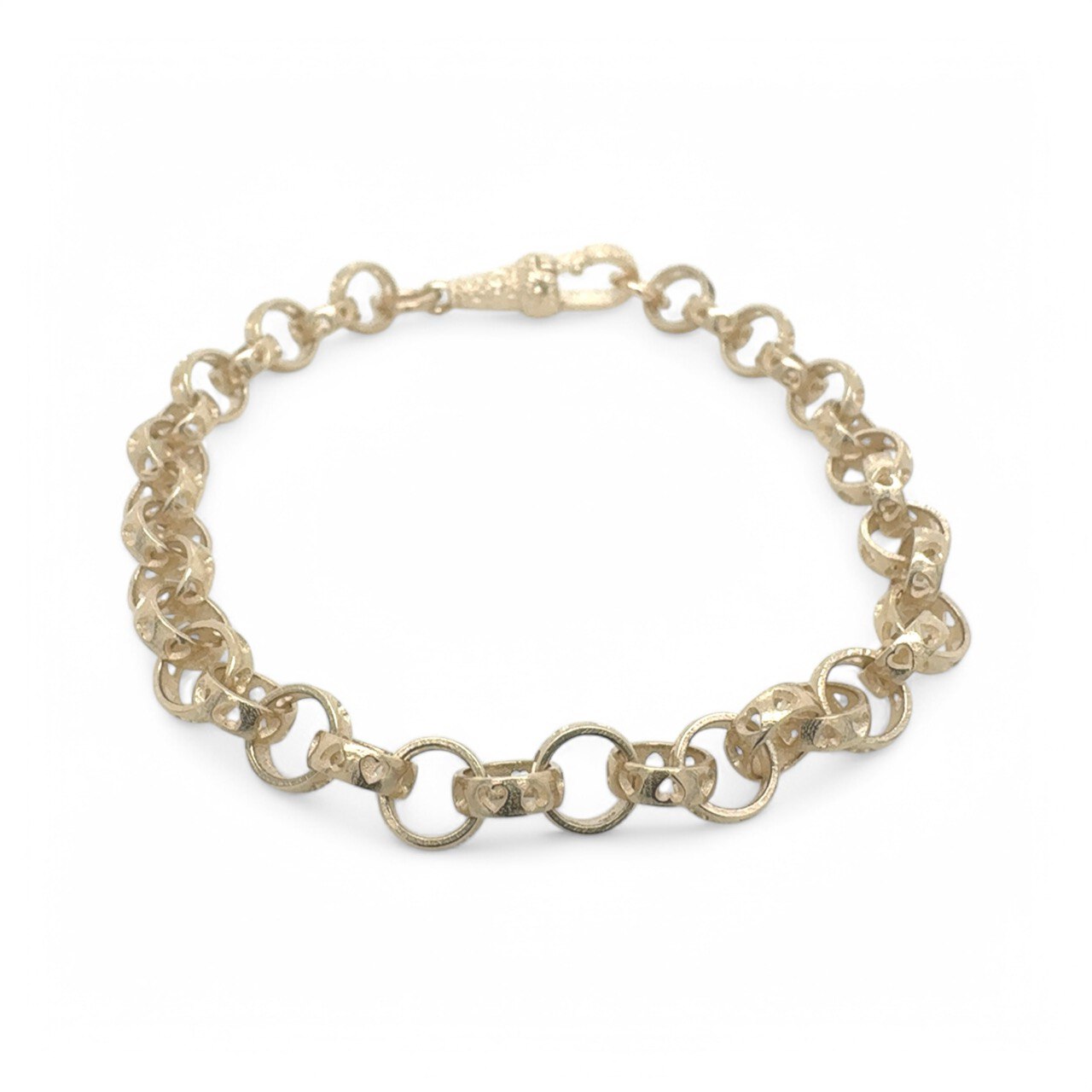 9k Yellow Gold Cut Out Heart Belcher Bracelet - 6.5 mm - Image 1