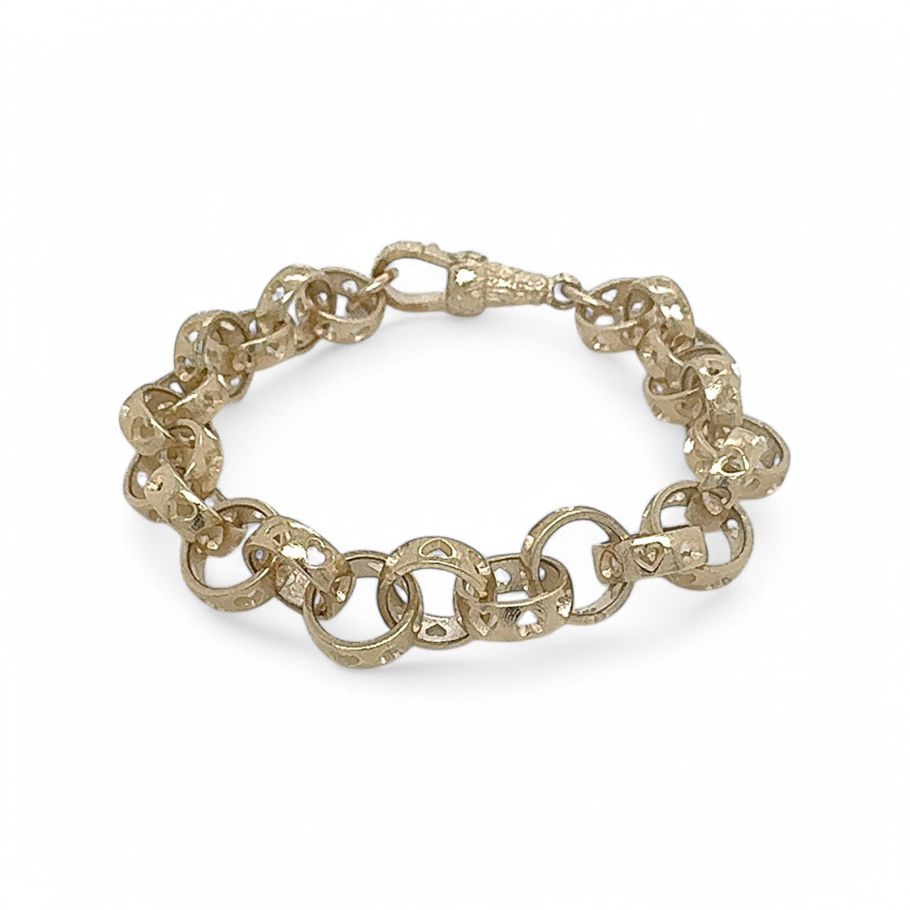 9k Yellow Gold Cut Out Heart Belcher Bracelet - 8.5 mm - Image 1