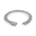 925 Sterling Silver Moissanite Stone Set Cuban Bracelet - 8 mm - Image 4