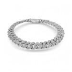 925 Sterling Silver Moissanite Stone Set Cuban Bracelet - 8 mm - Image 2