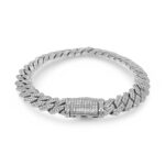 925 Sterling Silver Moissanite Stone Set Cuban Bracelet - 8 mm