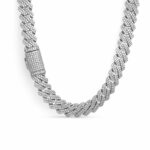 925 Sterling Silver Moissanite Stone Set Cuban Chain - 8 mm