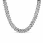 925 Sterling Silver Moissanite Stone Set Cuban Chain - 12 mm - Image 2