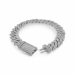 925 Sterling Silver Moissanite Stone Set Cuban Bracelet - 10 mm