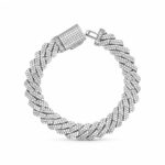 925 Sterling Silver Moissanite Stone Set Cuban Bracelet - 10 mm - Image 3