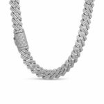 925 Sterling Silver Moissanite Stone Set Cuban Chain - 12 mm