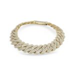925 Yellow Gold Plated Silver Moissanite Stone Set Cuban Bracelet - 10 mm - Image 6