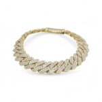 925 Yellow Gold Plated Silver Moissanite Stone Set Cuban Bracelet - 12 mm - Image 3