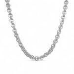 925 Sterling Silver Micro Belcher Chain Patterned and Stone Set - 6 mm