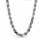 925 Sterling Silver Solid Diamond Cut Rope Chain - 8 mm