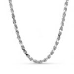 925 Sterling Silver Solid Diamond Cut Rope Chain - 4 mm