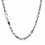 925 Sterling Silver Solid Diamond Cut Rope Chain - 4 mm - Image 2