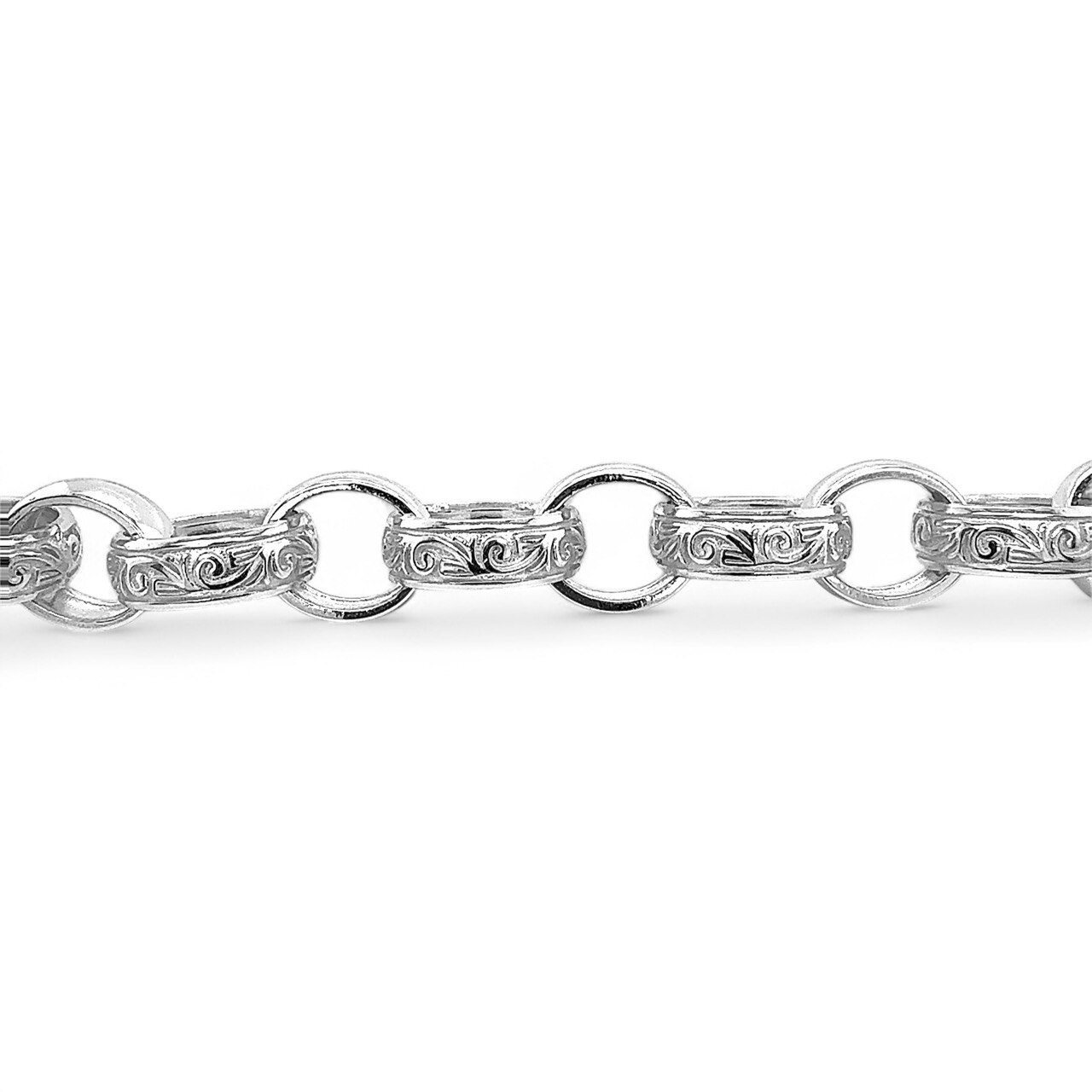 thumbnail image 2 of Pure Luxe Jewelry Men's 8.5" Stainless Steel Figaro Chain Bracelet - 14mm Width, High Polish, Lobster Clasp 2 of 4