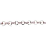 925 Sterling Silver Belcher Bracelet Pink Stone Set and Plain - 8 mm - Image 2