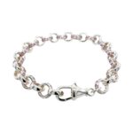 925 Sterling Silver Belcher Bracelet Pink Stone Set and Plain - 8 mm - Image 3