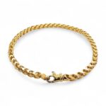 9k Yellow Gold Diamond Cut Solid Franco Bracelet - 3.5 mm - Image 4