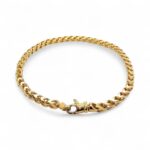 9k Yellow Gold Diamond Cut Solid Franco Bracelet - 3.5 mm - Image 3