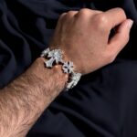 925 Sterling Silver Cross Bracelet with Moissanite Diamonds - Image 2