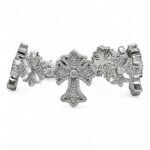 925 Sterling Silver Cross Bracelet with Moissanite Diamonds