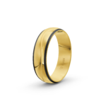 14k Yellow Gold and Carbon Wedding Band - 6 mm