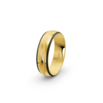 14k Yellow Gold and Carbon Wedding Band - 6 mm - Image 5