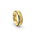 14k Yellow Gold and Carbon Wedding Band - 6 mm - Image 4