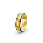 14k Yellow Gold and Carbon Wedding Band - 6 mm - Image 3