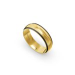 14k Yellow Gold and Carbon Wedding Band - 6 mm - Image 2