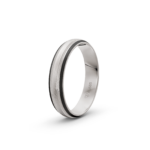 14k White Gold and Carbon Wedding Band - 4.5 mm