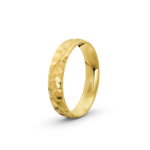 14k Yellow Gold Hammered Wedding Band - 4.5 mm